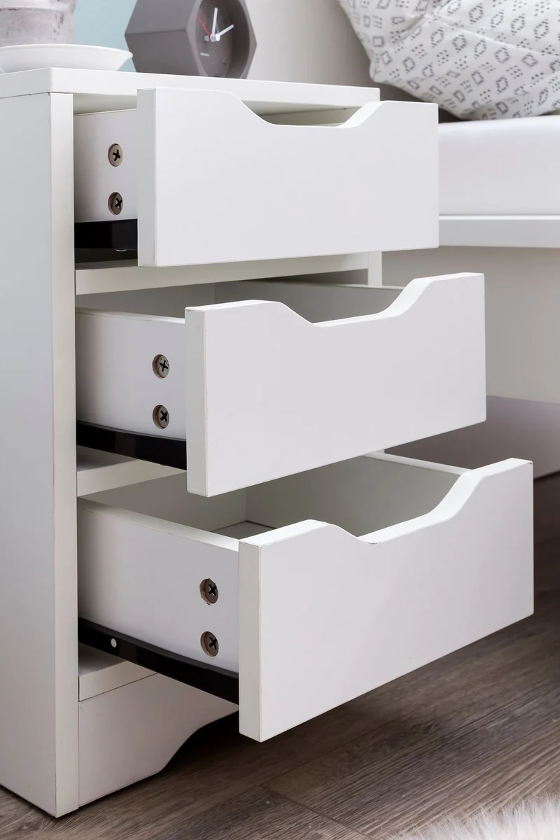 Nachtkonsole WL5.704 Weiß Matt 3 Schubladen Modern Schlafzimmer