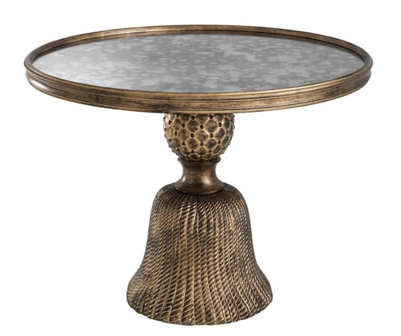 Casa Padrino Luxus Beistelltisch Antik Gold Ø 53,5 x H. 40 cm - Luxus Wohnzimmermöbel