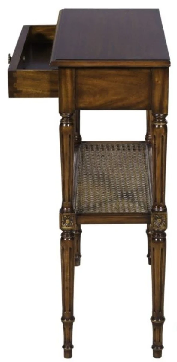 Casa Padrino Luxus Jugendstil Mahagoni Konsolentisch mit Schublade Dunkelbraun 71 x 28 x H. 76 cm - Konsole im französichen Jugendstil