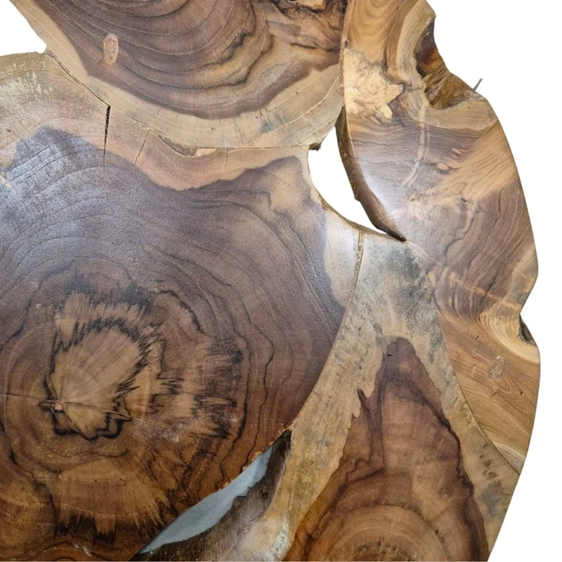 Wand-Deko aus Teakholz BAGIAN rund 80 cm Unikat Wandbild
