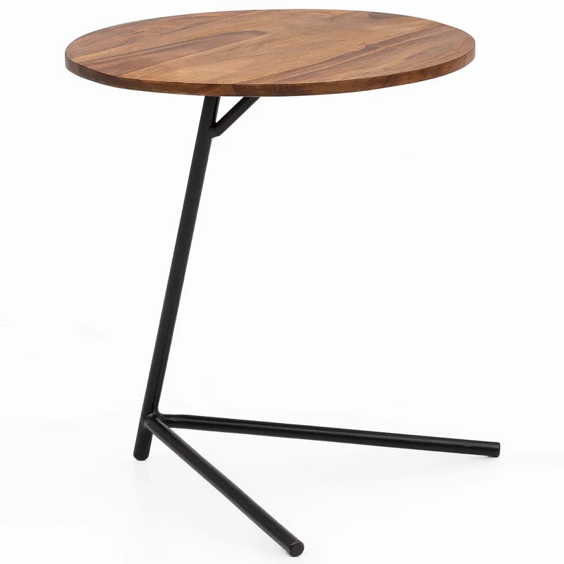 Beistelltisch 40x46x40cm Sheesham Holz Metall Industrial Style Wohnzimmer