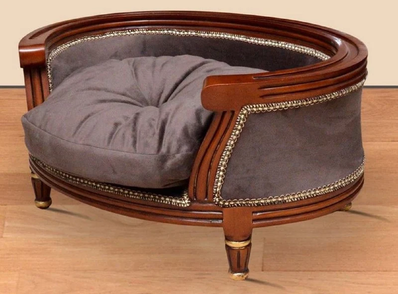 Casa Padrino Barock Hundebett Royal Braun / Braun / Gold - Barock Hundemöbel - Barock Tiermöbel - Möbel im Barockstil