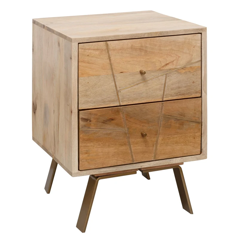 Nachtkonsole SIKAR 40x56x40cm Mango Massivholz Landhaus Schubladen