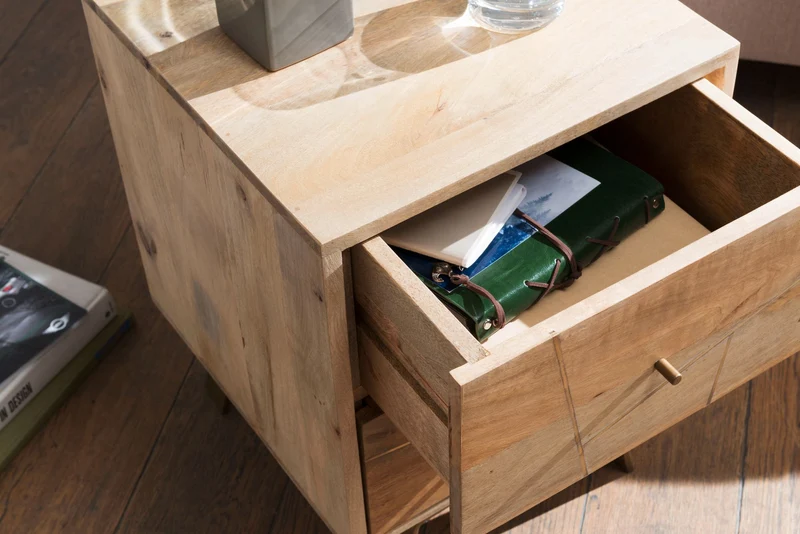 Nachtkonsole SIKAR 40x56x40cm Mango Massivholz Landhaus Schubladen