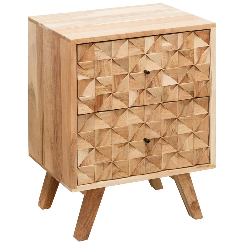 Nachtkonsole REWA 44x61x35cm Akazie Massivholz Landhaus Schubladen