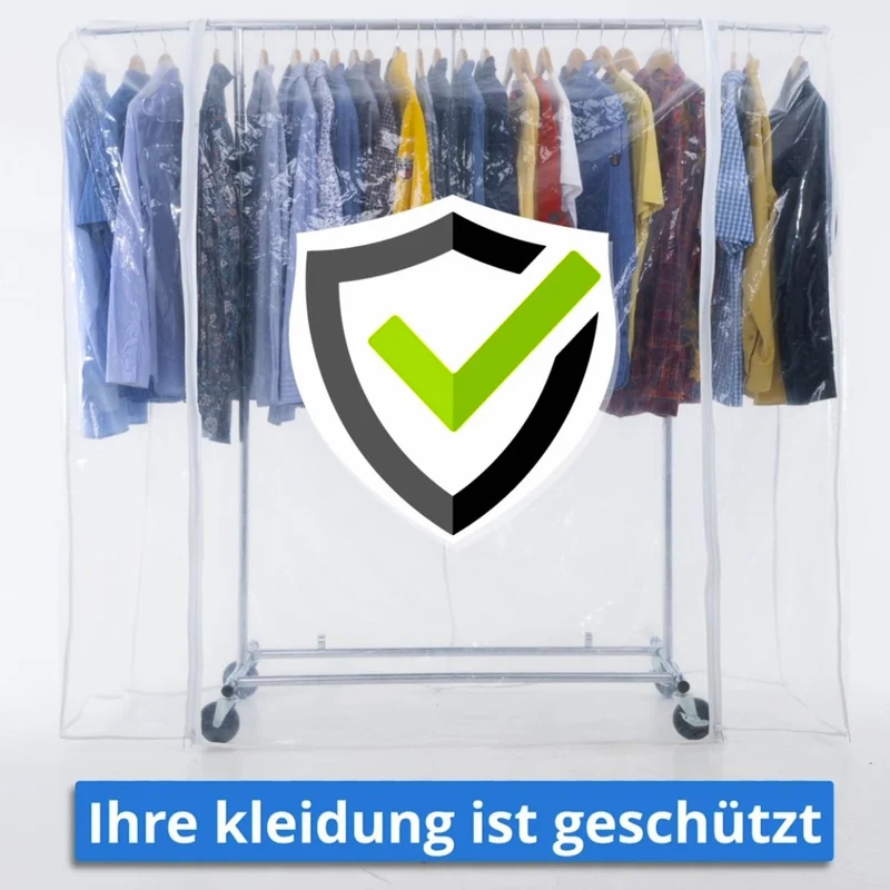 Tatkraft Drogo & Big Schwerlast Kleiderständer mit Schutzhülle, Faltschrank Stabil auf Rollen, bis 100Kg, Profi, Faltbar, Verstellbar, Verchromt Stahl