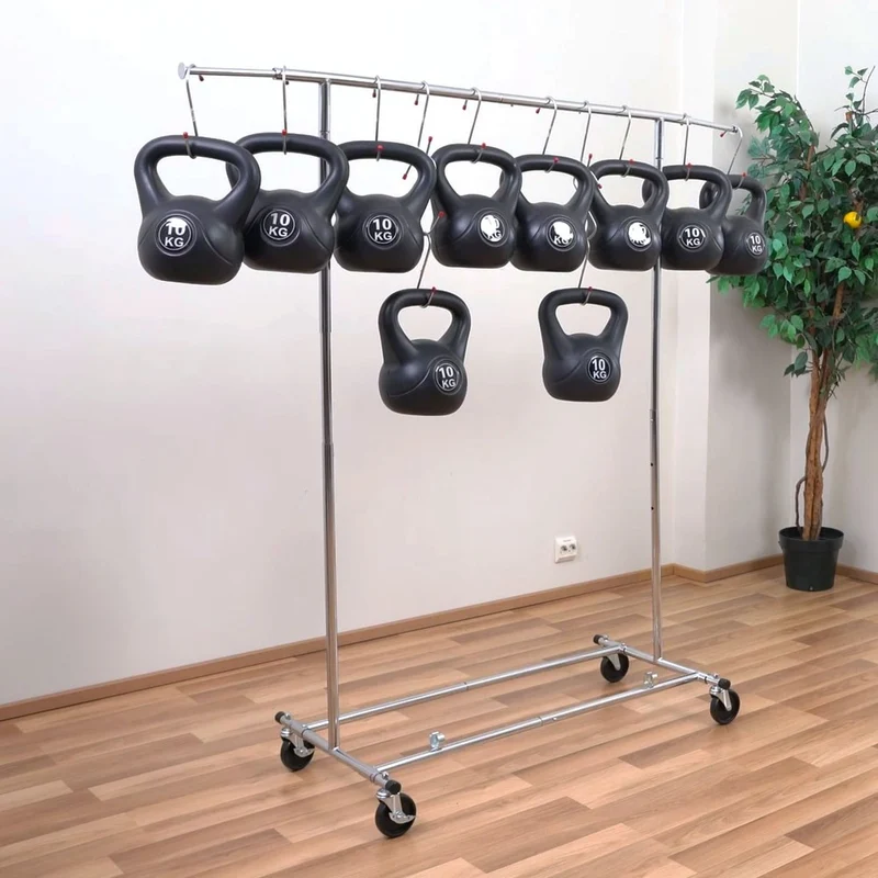 Tatkraft Duncan Schwerlast-Kleiderständer auf Rollen, Profi, bis 100 kg, mit Ablage, Montage in 1 Minute, 128–189 ×56×143–169 cm, verchromter Stahl