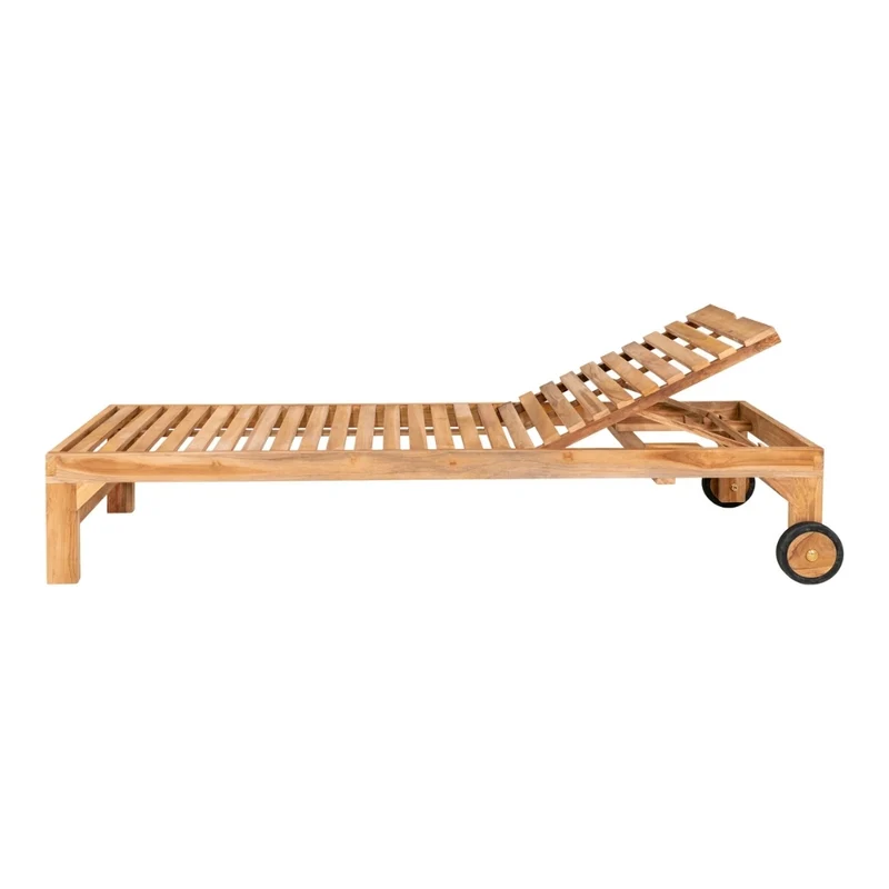 Teak Sonnenliege LUKA 200cm mit Rollen – verstellbar Gartenliege