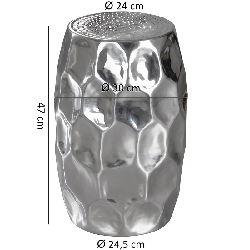 Beistelltisch Aluminium Silber 30x47x30cm orientalisch rund modern