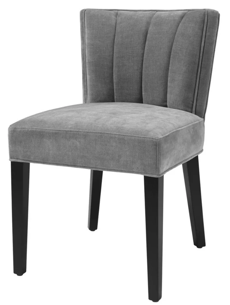 Casa Padrino Luxus Esszimmerstuhl Grau / Schwarz 51 x 62 x H. 82 cm - Luxus Esszimmer Möbel