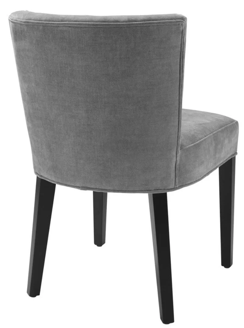 Casa Padrino Luxus Esszimmerstuhl Grau / Schwarz 51 x 62 x H. 82 cm - Luxus Esszimmer Möbel