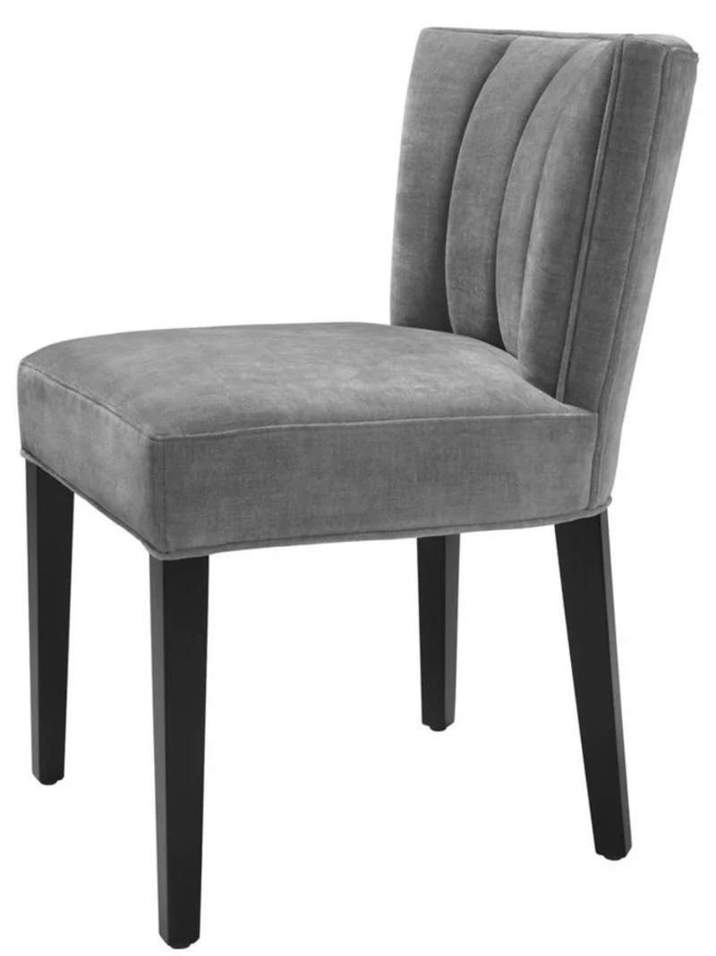 Casa Padrino Luxus Esszimmerstuhl Grau / Schwarz 51 x 62 x H. 82 cm - Luxus Esszimmer Möbel