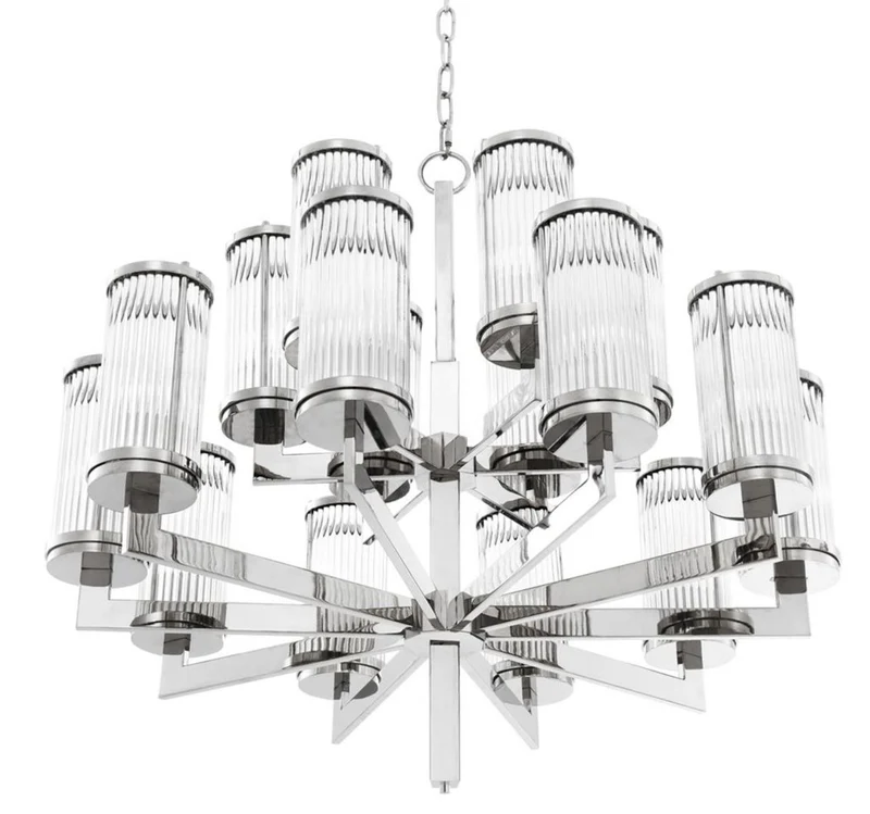 Casa Padrino Luxus Kronleuchter Silber 75,5 x H. 73 cm - Hotel Restaurant Möbel