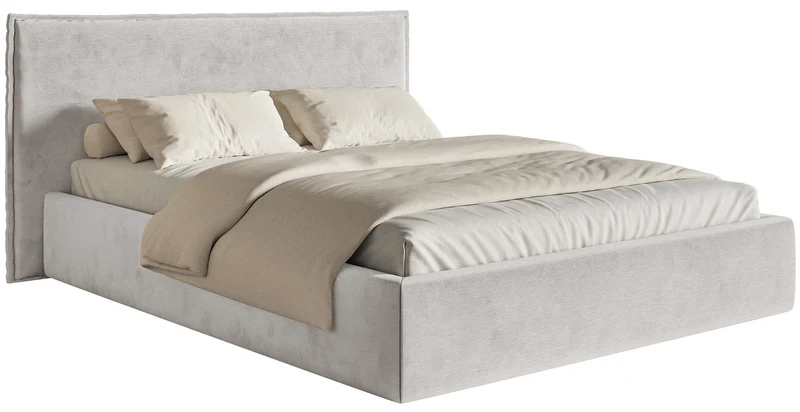 Polsterbett 140x200 cm Softie hellgrauer Velours, wasserabweisend