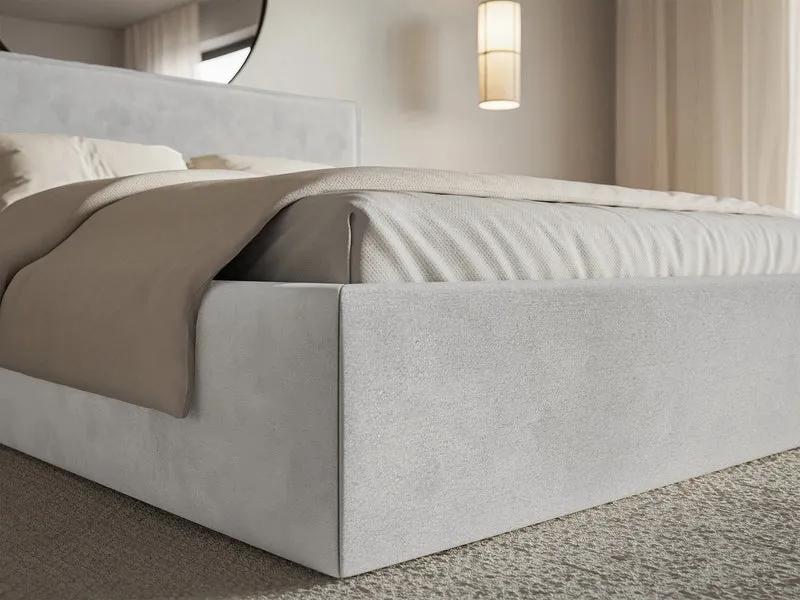 Polsterbett 140x200 cm Softie hellgrauer Velours, wasserabweisend
