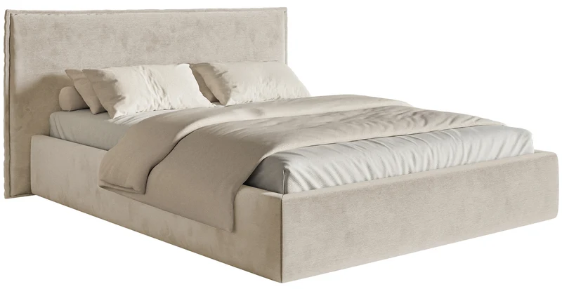 Polsterbett 140x200 cm Softie hellgrauer Velours, wasserabweisend