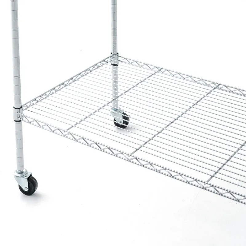 Art Moon Buffalo – Schwerlast Faltschrank mit Rollen, bis 70 kg, Kleiderständer, Mobiler Kleiderschrank mit 2 Ablagen und Kleiderstange, Stahl, Grau