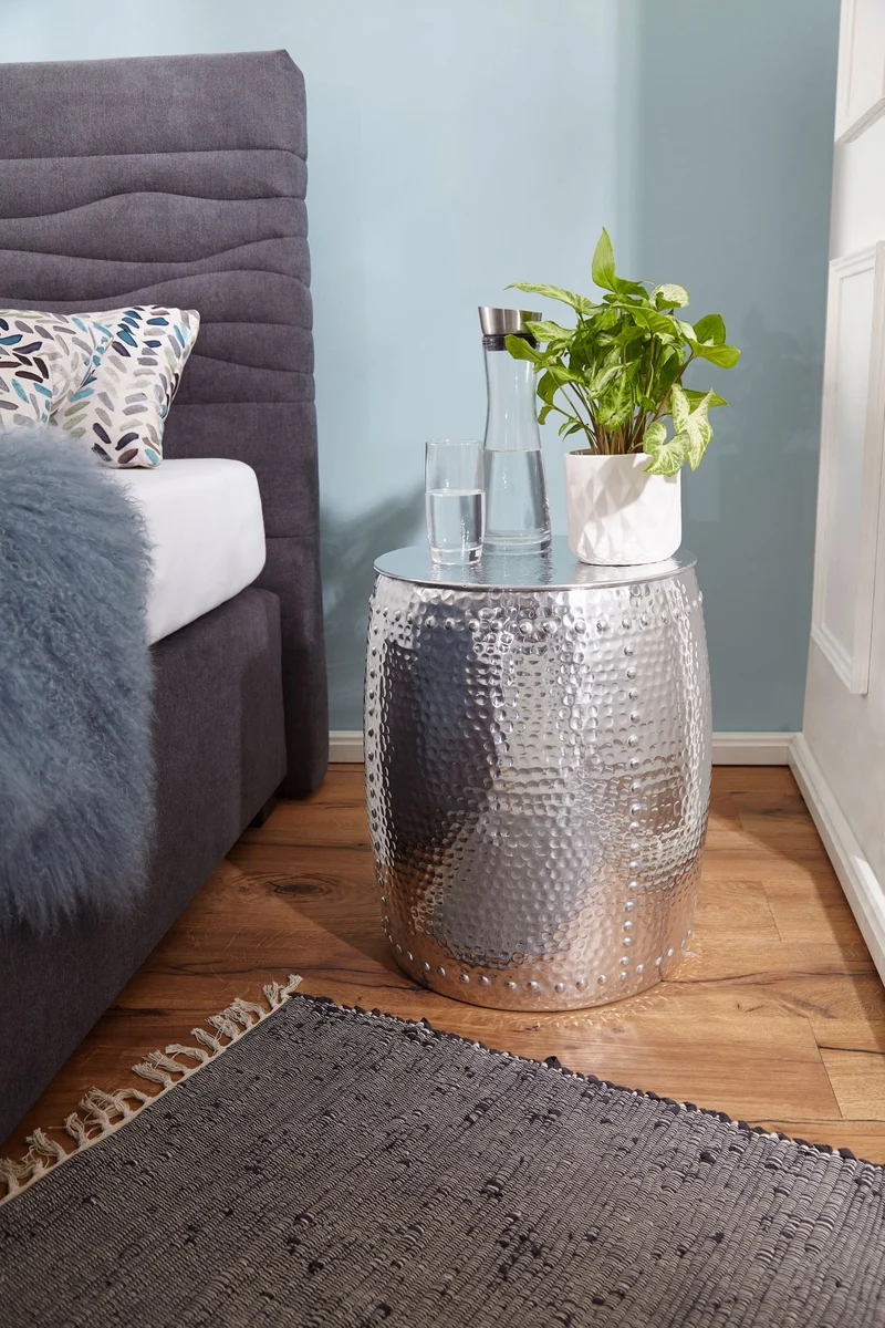 Beistelltisch Aluminium Silber orientalisch rund 42x49x42cm modern