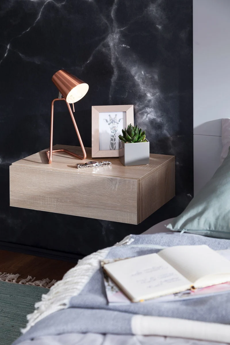 Nachtkonsole ZADAR Wandmontage 46x15x30cm Sonoma Holz Schublade