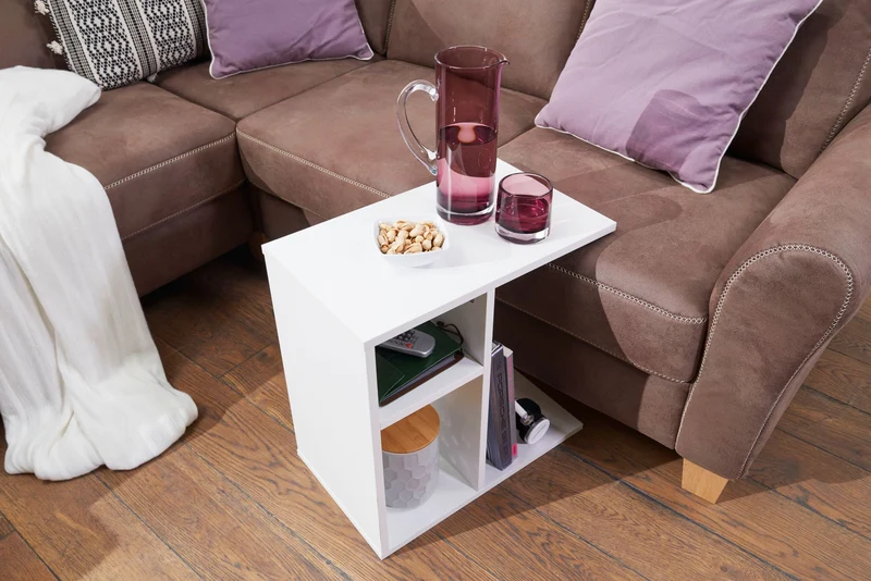 Beistelltisch 50x50x30cm Holz Weiß modern Sofatisch Wohnzimmer