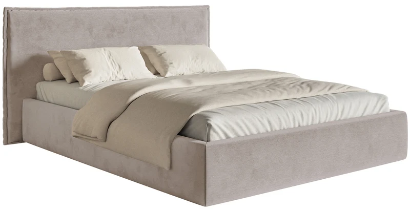 Polsterbett 140x200 cm Softie, grau-brauner Velours, wasserabweisend