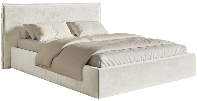 Polsterbett 140x200 cm Softie mit Stauraum, grau-beiges Velours, hydrophob, Metallrahmen