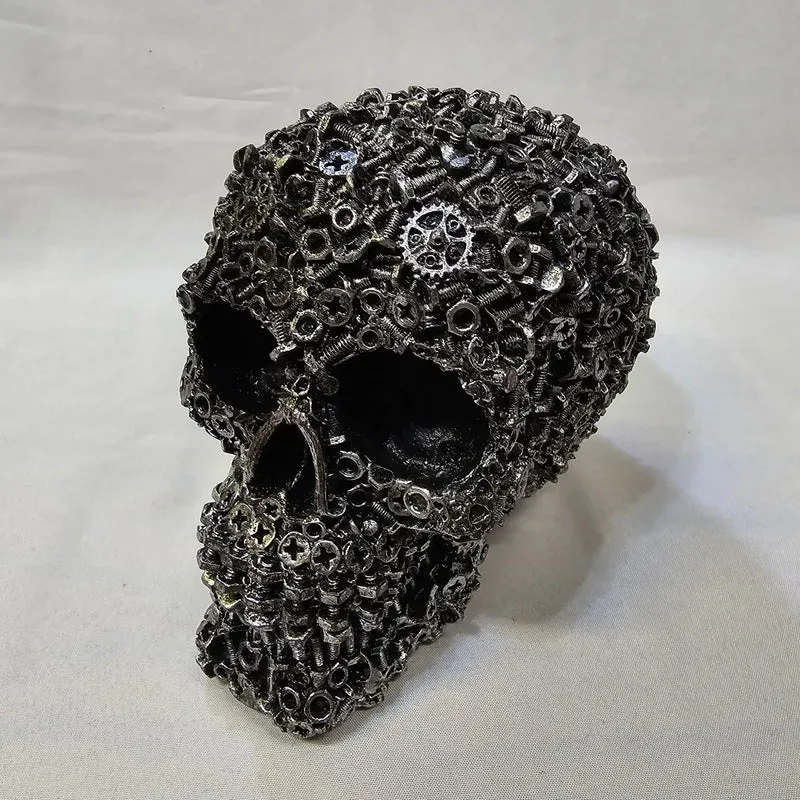 Junkyard Mechanic Skull Figurine