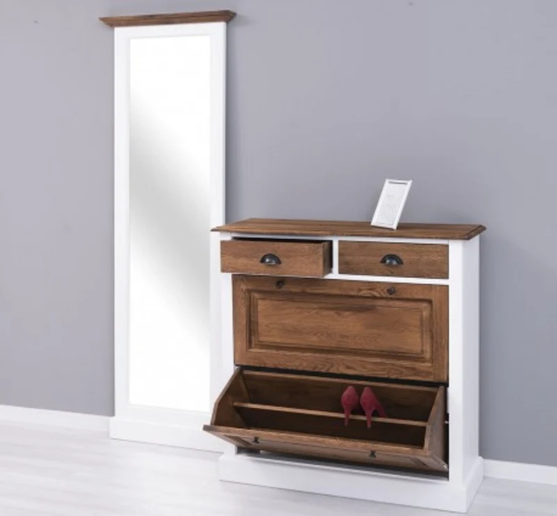 Casa Padrino Schuhschrank im Landhausstil mit 2 Türen und 2 Schubladen, 103 x 35 x 195 cm