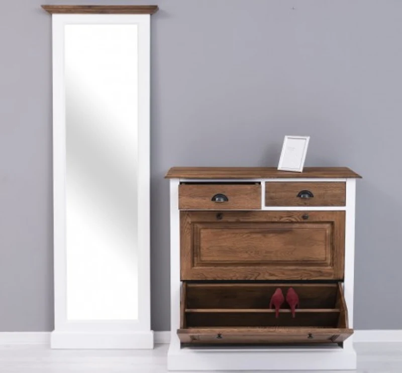 Casa Padrino Schuhschrank im Landhausstil mit 2 Türen und 2 Schubladen, 103 x 35 x 195 cm
