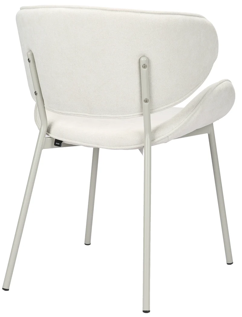 Gepolsterter Esszimmerstuhl Pretically aus pflegeleichtem cremefarbenem Chenille-Stoff