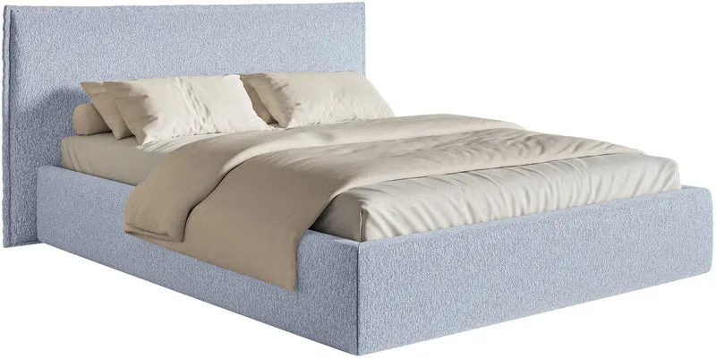Gepolstertes Bett 180x200 cm Softie hellblauer Chenillestoff