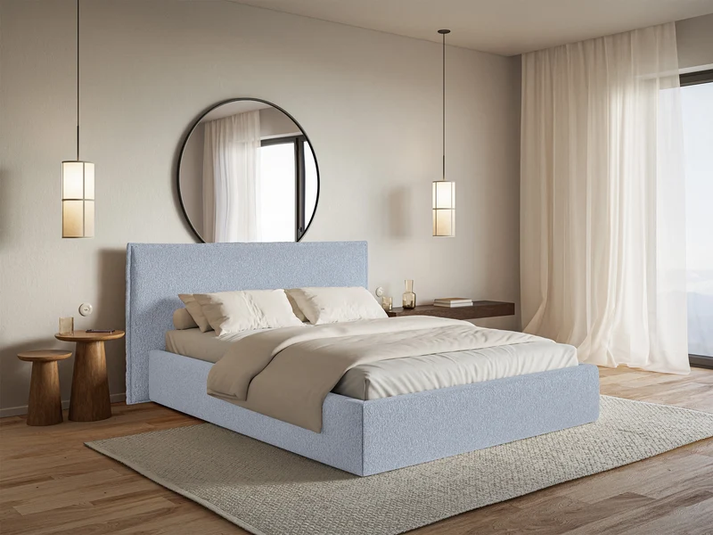 Gepolstertes Bett 180x200 cm Softie hellblauer Chenillestoff