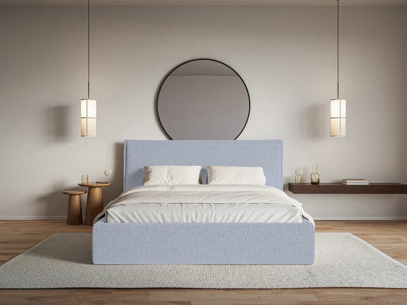 Gepolstertes Bett 180x200 cm Softie hellblauer Chenillestoff