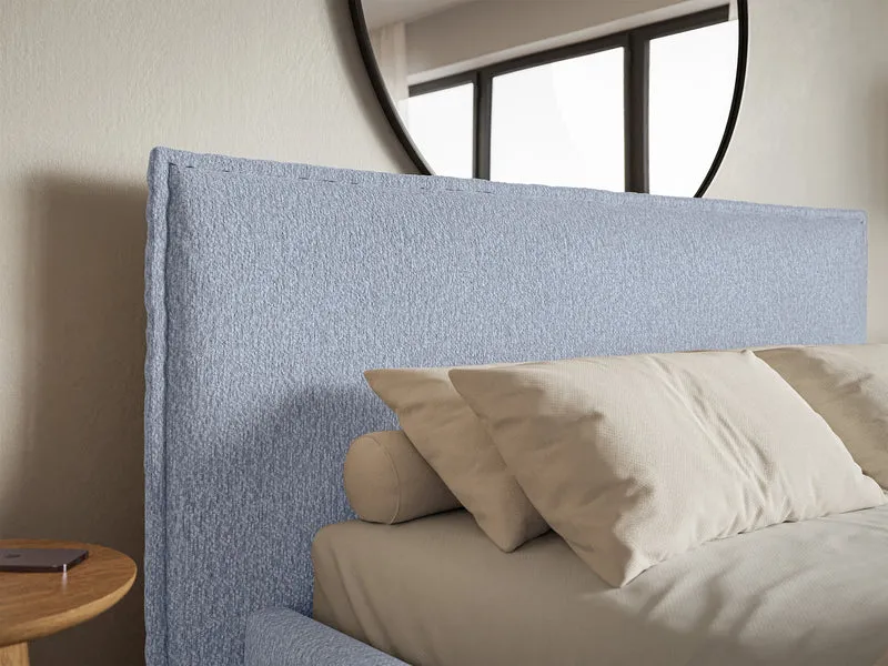 Gepolstertes Bett 180x200 cm Softie hellblauer Chenillestoff