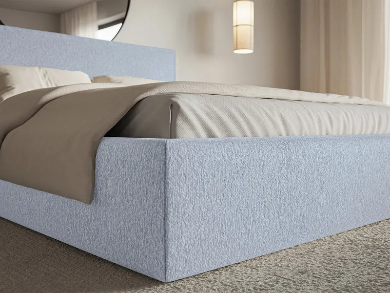 Gepolstertes Bett 180x200 cm Softie hellblauer Chenillestoff