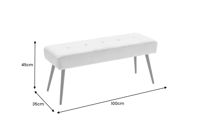 Moderne Sitzbank BELLE 100cm champagner Samt