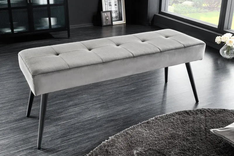 Moderne Sitzbank BELLE 100cm dunkel-grau Samt