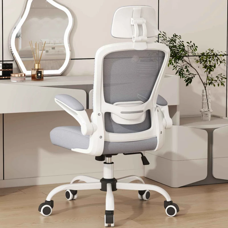Mimoglad Office Chair, Comfy Desk Chair - High Back Ergonomic Computer Chair with Adjustable Lumbar Support & Headrest, Flip-up Armrests for Guitar Playing (Moon Grey) 🍁 All In One Marketplace Canada