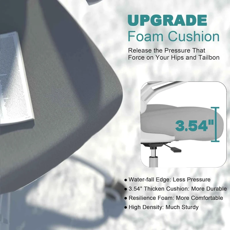 Mimoglad Office Chair, Comfy Desk Chair - High Back Ergonomic Computer Chair with Adjustable Lumbar Support & Headrest, Flip-up Armrests for Guitar Playing (Moon Grey) 🍁 All In One Marketplace Canada