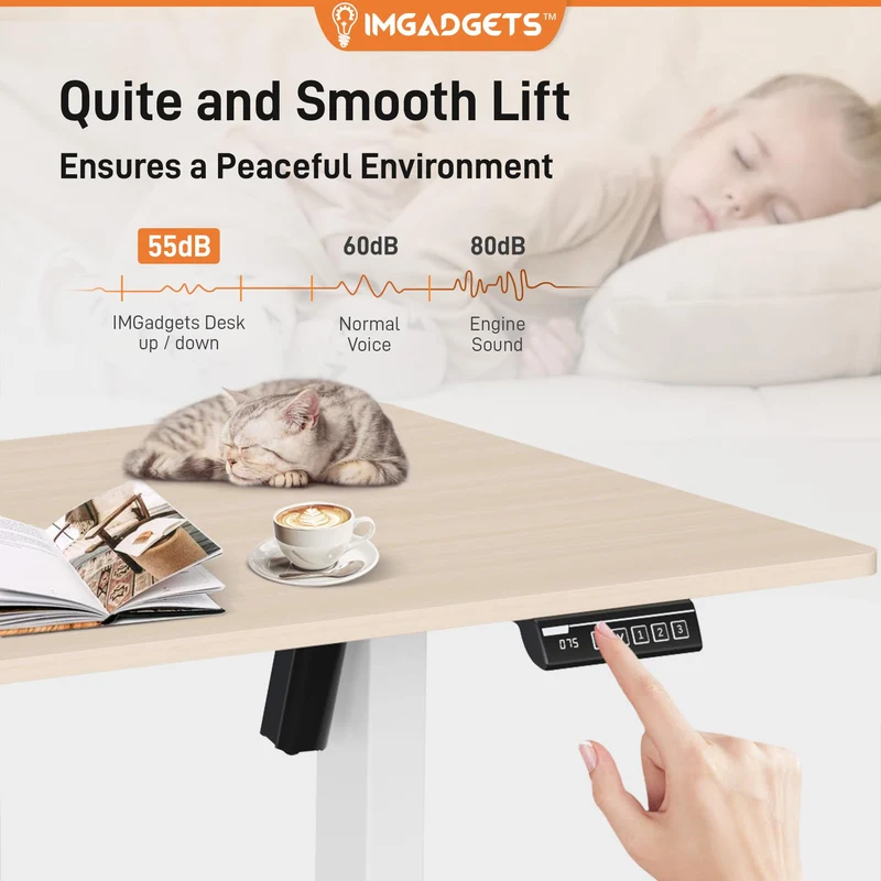 IMGadgets Electric Standing Desk, 47x24 Inches Height Adjustable, 2026 6th Gen Quiet Motor Ergonomic Sit Stand Desk, Computer Desk for Home Office, Height Memory Buttons, Display, 2 Headphone Holders 🍁 All In One Marketplace Canada