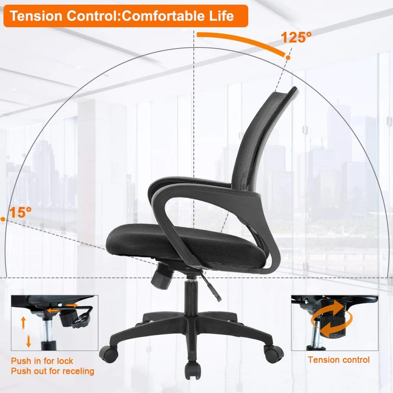 BestOffice Home Office Chair Ergonomic Desk Chair Mesh Computer Chair with Lumbar Support Armrest Executive Rolling Swivel Adjustable Mid Back Task Chair for Women Adults, Black (Black) 🍁 All In One Marketplace Canada