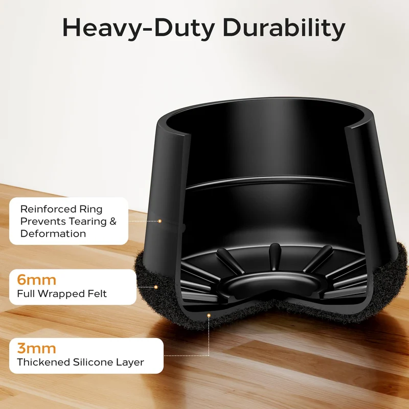 Meldel Silicone Chair Leg Floor Protectors Extra Small 24PCS - Furniture Felt Silicone Integrated Chair Foot Covers/Dark-Black/Rubber - Protect Floors from Scratches,Reduce Noise 🍁 All In One Marketplace Canada