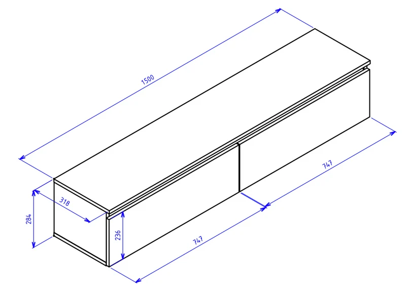 Bemmi Hängender TV-Schrank 150 cm Schwarz