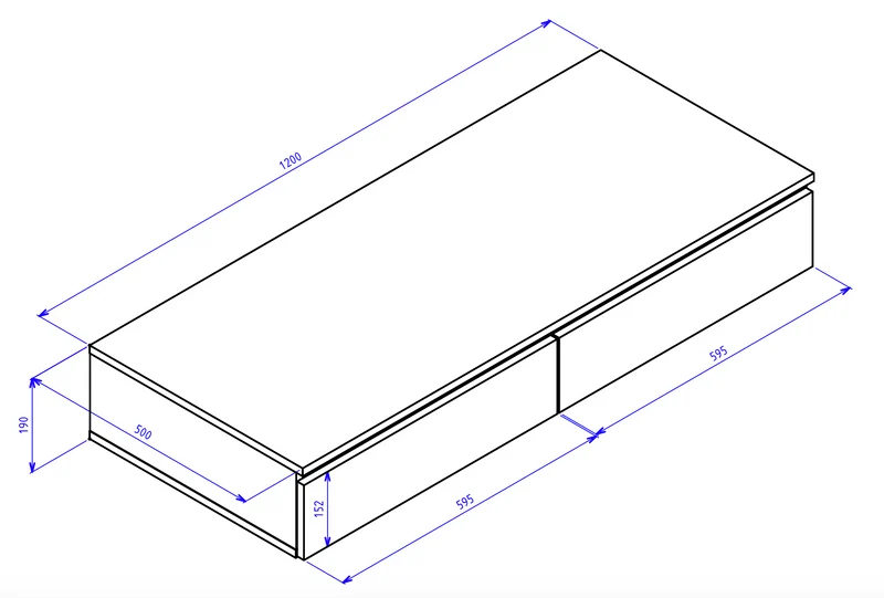 Bemmi hängender Schminktisch mit Schubladen 120 cm schwarz