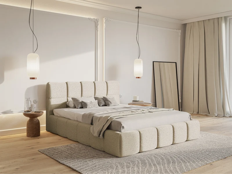 Polsterbett 120x200 cm Cloudy hellbeige Chenille wasserabweisend