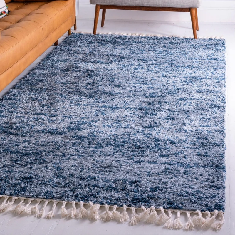 Teppich High Shaggy Rechteckig Blau verschiedene Größen