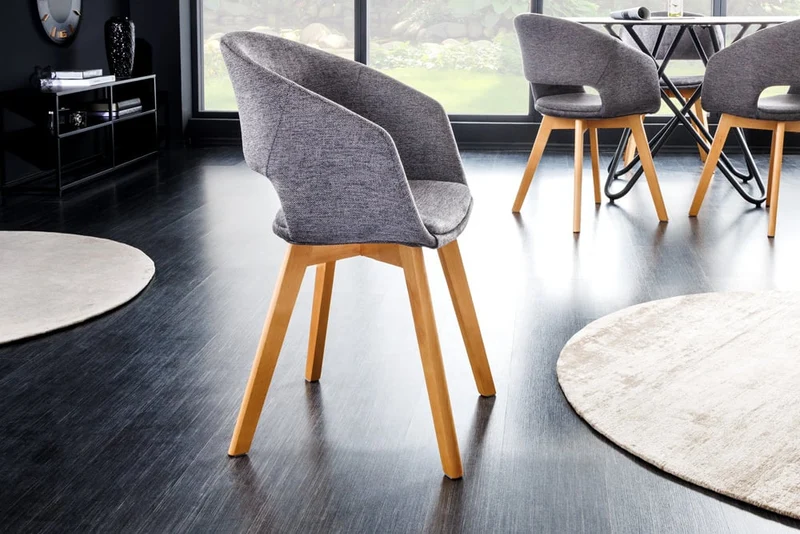 Design Stuhl DENMARK grau Eichoptik Holzbeine