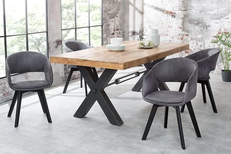 Design Stuhl DENMARK grau Mikrofaser schwarze Holzbeine