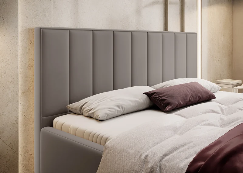 Polsterbett 200x200 cm Rinus beige aus hydrophobem Stoff