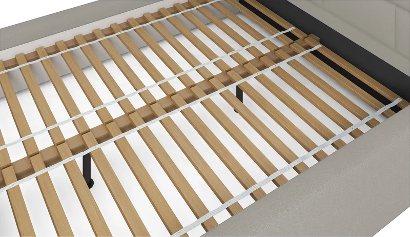 Polsterbett 200x200 cm Rinus beige aus hydrophobem Stoff
